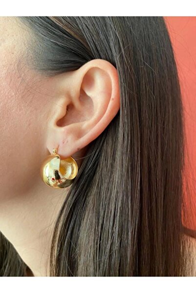 Shimmer Vip Kadın Çelik Yuvarlak Top Halka Küpe / Trend Küpe / Çelik Küpe / Yuvarlak Küpe