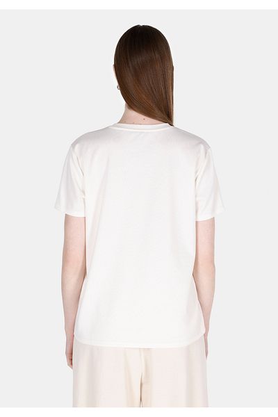 Colin's Tricou alb cu mânecă scurtă pentru femei, cu decolteu rotund, cu croială normală