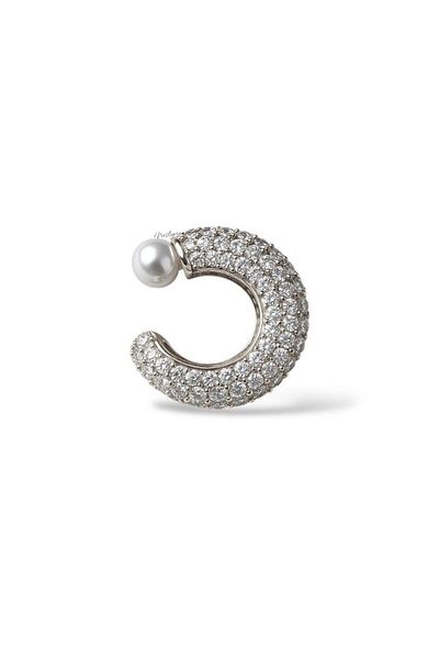 neslyaccessories Luna Pearl Zircon Stone Pearl Detailed Cartilage Earrings