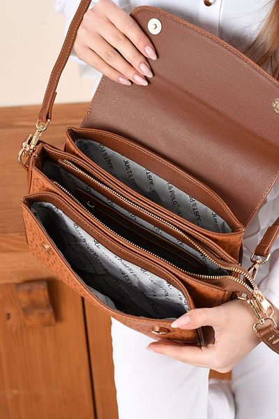 H&D COLLECTİON Very Useful, Suitable for Daily Use, 2 Straps, 3 Compartments, Lined Shoulder and Crossbody Bag 2184