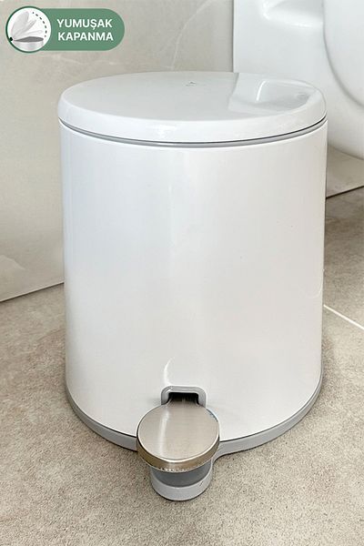 Prima Nova Κάδος απορριμμάτων κουζίνας μπάνιου 6 Lt White and Grey Cigo Pedal