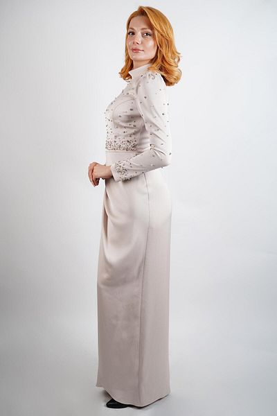 SpringStore Rochie de seară hijab brodata cu mărgele de piatră