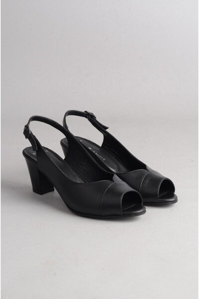 SEÇ KUNDURA Piele naturală neagră - Sandale cu toc Select 0318 (7 cm)