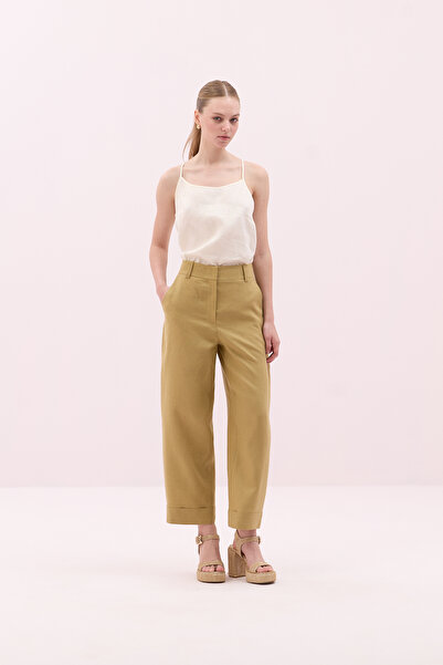 Roman Keten Double Paça Pantolon Olive Y2512027_027