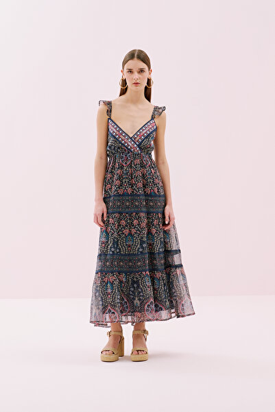 Roman Kruvaze Sırt Dekolteli Midi Boy Elbise Standart Renk Y2562115_089