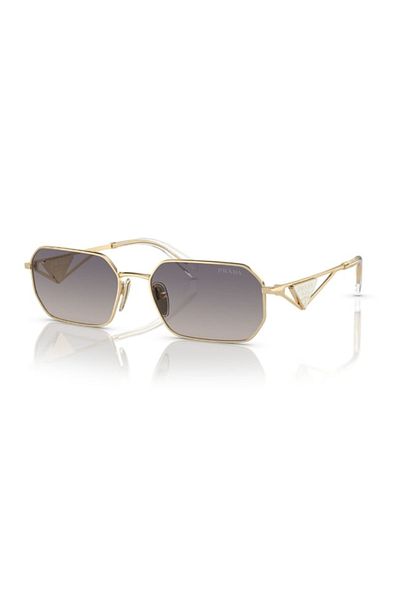 Prada Woman Irregular Sunglasses- Pr A51s - Lense Size:58mm - Pale Gold