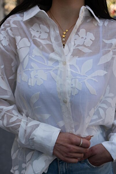 VorNişantaşı Kadın Tasarım BB Organze Tül Çiçekli Gömlek