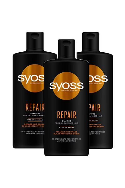 Syoss Repair, shampoo for damaged hair, 3 pcs x 440 ml