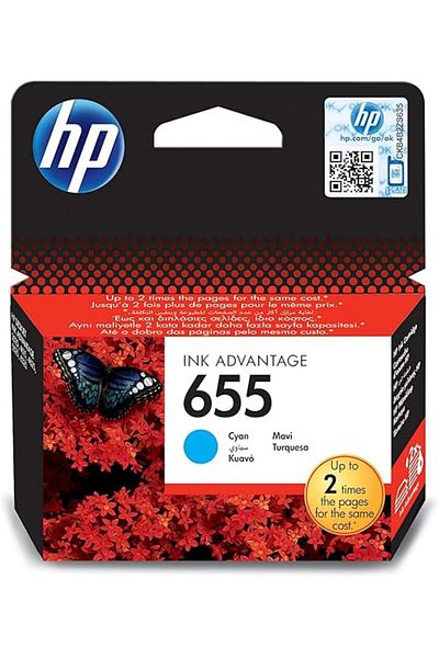 HP 655 cyan original ink advantage cartridge - CZ110AE