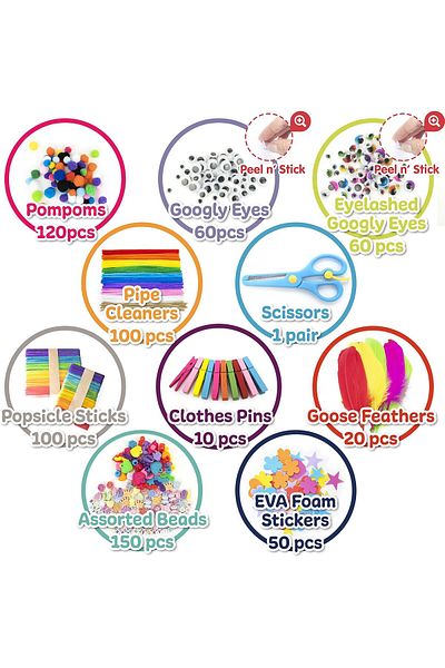 Yelajoy DIY Kids Arts and Crafts Supplies Set, Perfect for Toddlers, School Projects and Homeschool
