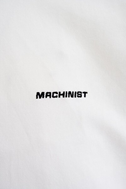 Machinist Ανδρικό μπλουζάκι με λεπτομέρειες Patch And Stitch Oversize Ecru