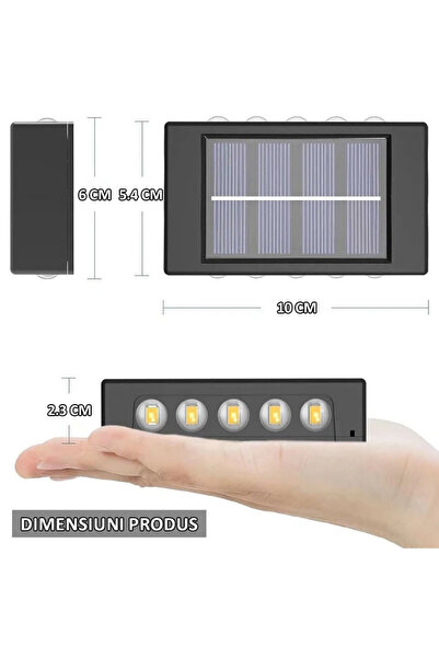 NEXTLY Σετ 6 διακοσμητικών φωτιστικών τοίχου/φράχτη με ηλιακή ενέργεια και αισθητήρα φωτός, 10