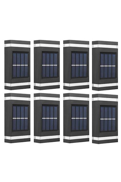 NEXTLY Set Of 8 X Solar-powered Decorative Wall/fence Lights, Black