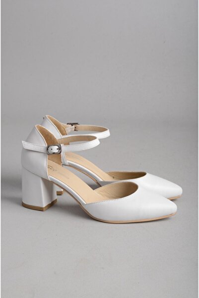 SEÇ KUNDURA SEÇ 306 PANTOFI DE FEMEI CU TAC CU PIELE VERITĂ (Toc: 7 cm) ALB