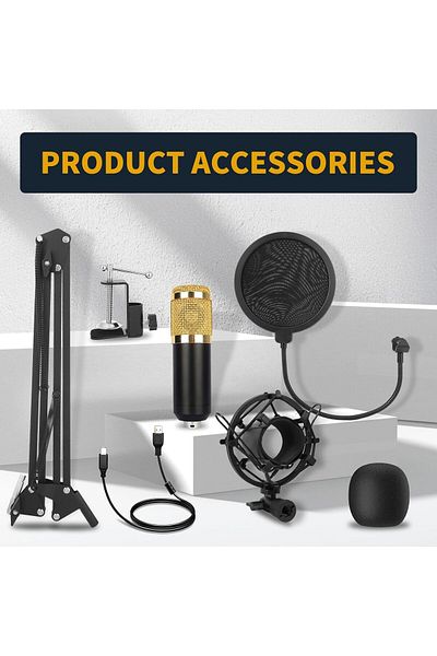 fulina BM800 studio table microphone with surgical filter and foam cap can for podcast recording PC gaming
