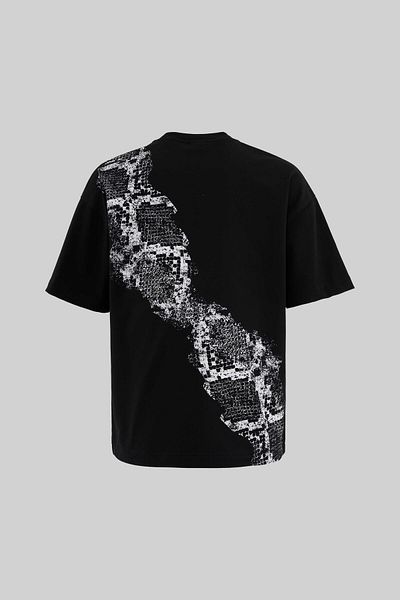 Machinist Men's Crocodile Printed Oversize Black T-Shirt