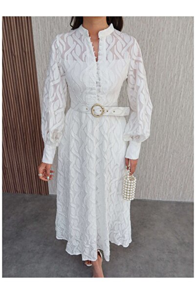 ESRAHELVACI Μακρύ φόρεμα με μοτίβο με μανίκια