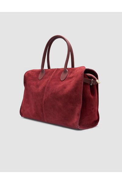 Cabani 100% Genuine Leather Claret Red Suede Women's Handbag