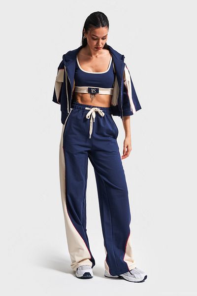 its basic Women's Navy Blue Color S5-56 Knitted Fabric Tracksuit Athlete Top Sweatshirt 3-Piece Suit Combination