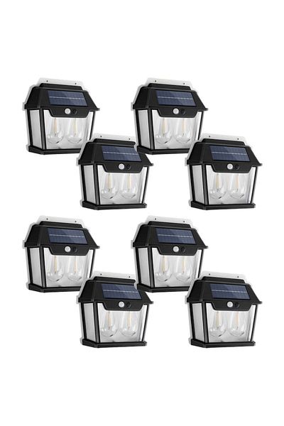 NEXTLY Set 8 X Lampa Solara De Exterior Cu 2 Becuri , 3 Moduri De Functionare, Senzori De Miscare