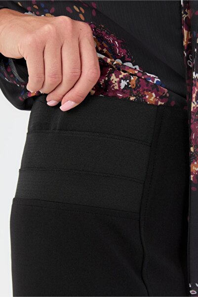 accort Yanları Lastik Detaylı Büyük Beden Etek-SİYAH