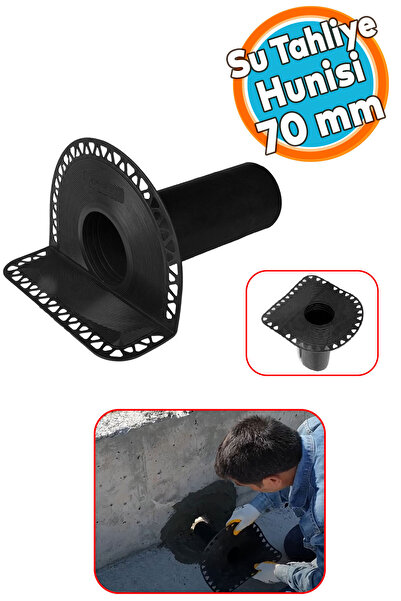 NZB Su Tahliye Dik İniş Parapet 70'lik Direnaj Hünisi Çatı Balkon Yağmur Gider Borusu Oluk Adaptörü