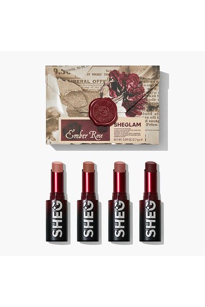 SHEGLAM SHEGLAM 4-Piece Ember Rose Dynamatte Boom Matte Lipstick Set - 2.7 gm