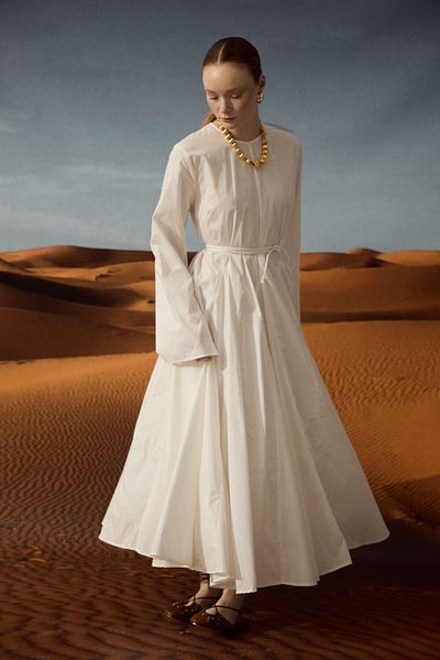KUAD Ecru Flared Skirt Dress