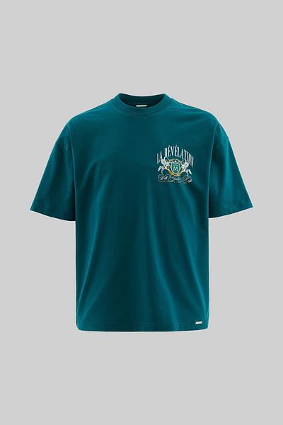 Machinist Men's La Revelation Printed Oversize Oil Green T-Shirt