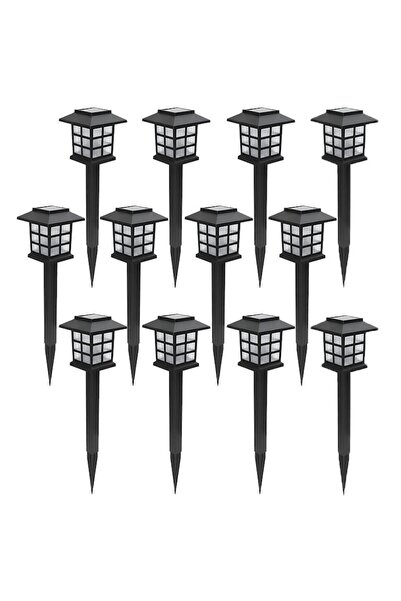 YBOSHOP Set 12 lampi solare de gradina tip felinar, cu senzor, lumina calda, ...