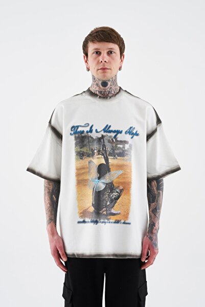 Machinist Чоловічий Kid With The Gun Oversize Екрю Футболка