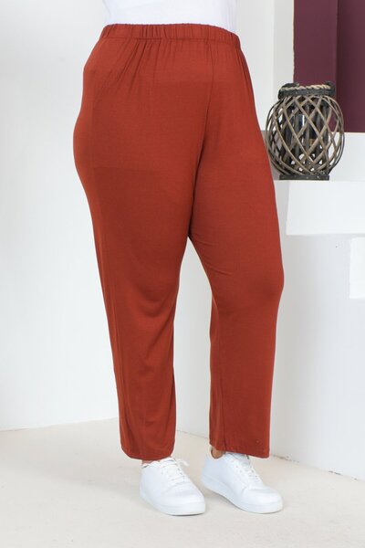 tarzımsüper Kadın Büyük Beden Konfor Modeli Beli Lastikli Cepli Likralı ve Rahat Kalıp Bol Paça Pantolon