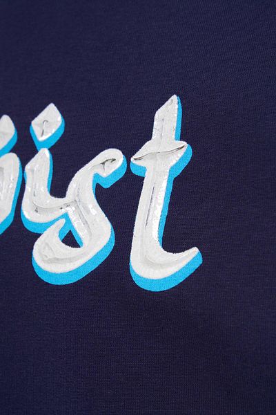 Machinist Men's Mud Technical Printed Oversize Navy Blue T-Shirt