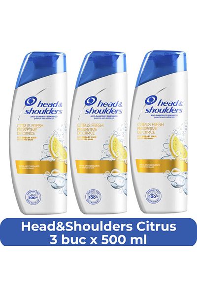 Head&Shoulders Citrus Fresh, sampon anti-matreata, 3 buc x 500 ml