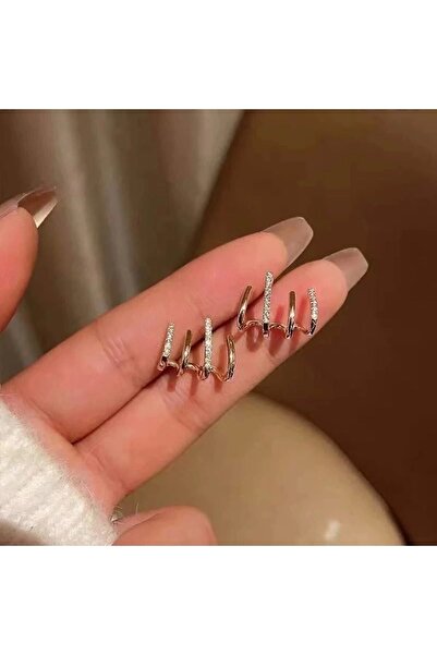 Nazlı Jewelry Zirkon Taşlı Altın Kaplama Pençe Küpe