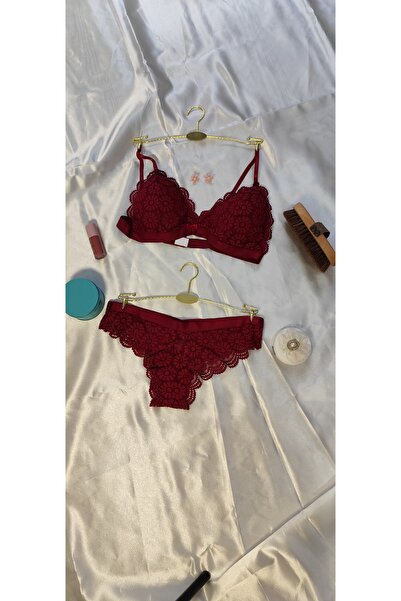ARONA Şık Çiçek Desenli Dantel Bralet Takım Sütyen Külot Takım Büstiyer