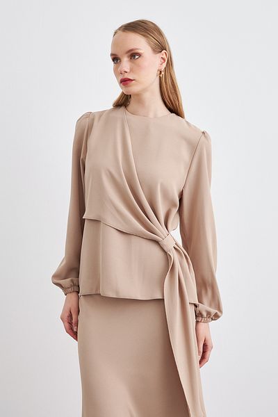 VAVİNOR Σετ μπλούζα Roza Skirt - Μπεζ