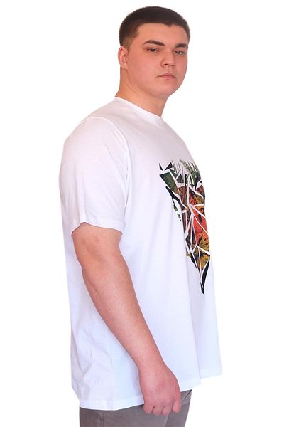 ModeXL Mode XL Ανδρικό μπλουζάκι με λαιμόκοψη TIGER με στάμπα U25007 Λευκό
