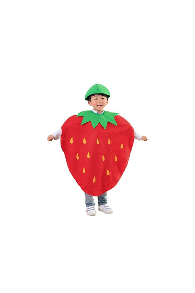 KidMania Costum fruct Capsuna KidMania®, rosu, pentru copii, marime universala 3 ani + Universala