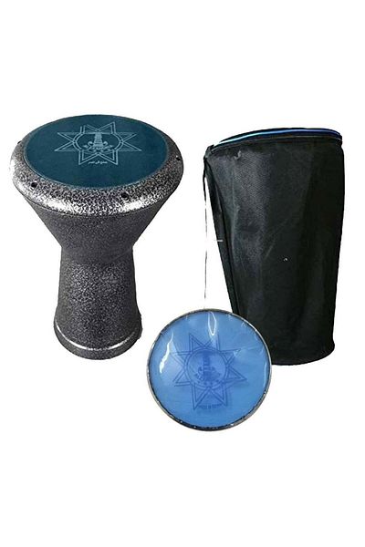 alkaraz music Egyptian Darbuka Drum with Bag and Extra Head - Silver