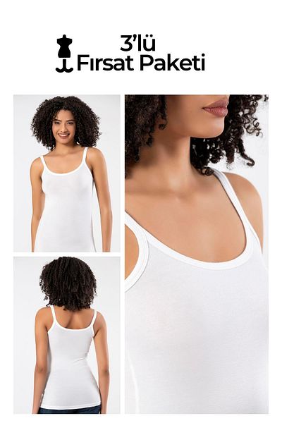 ERDEM İÇ GİYİM Weweus White Super Thin Bamboo Luxury Tank Top with Straps 231203 Bmb