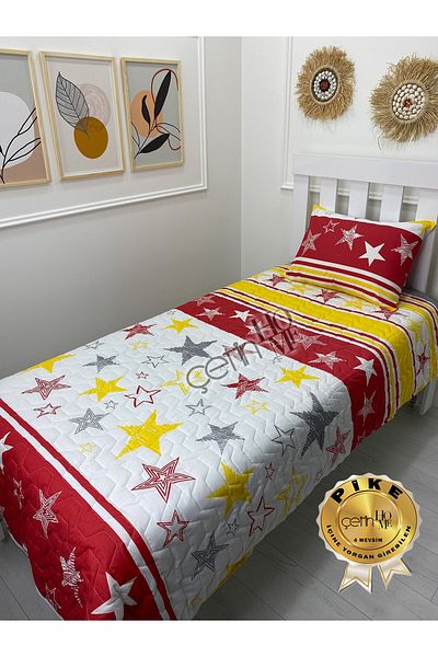 Çetinhome Single Quilted Pique Set 4 Seasons Yellow Red