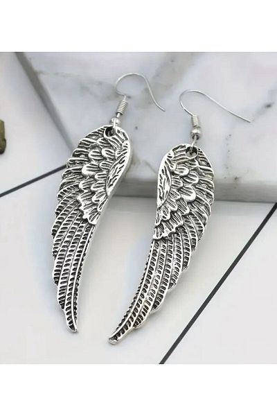 sulyra Angel Wing Dangle Steel Earrings