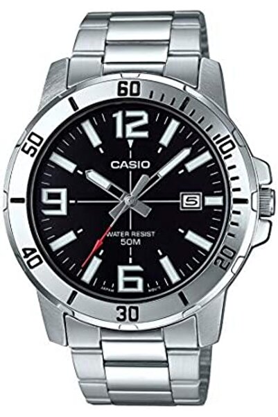 Casio Casio Men's Watch - MTP-VD01D-1BVUDF Black Dial, Silver Band