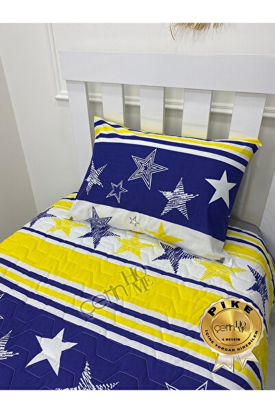 Çetinhome Single Quilted Duvet Cover Set 4 Seasons Yellow Navy Blue
