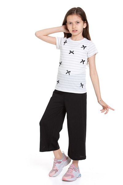 CiciTime Çocuk Modası Girl's Thread Glitter Small Bow Flared Leg Suit