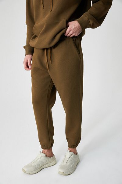 GRIMELANGE Divof Men's Elastic Leg Regular Pocket Khaki Sweatpants
