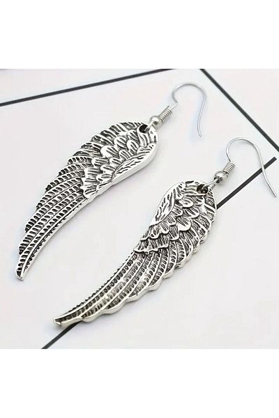 sulyra Angel Wing Dangle Steel Earrings