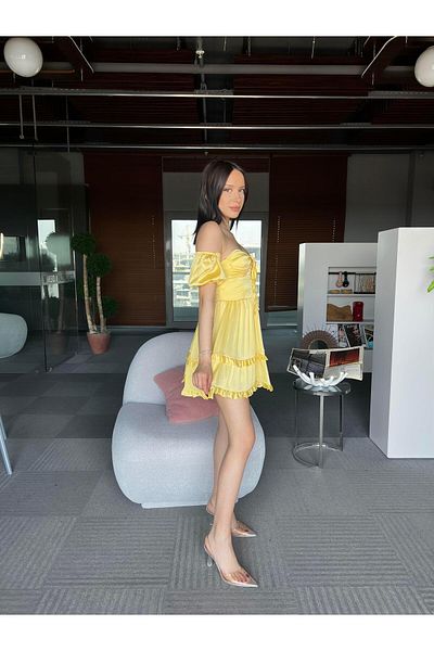 TamSeninTarzin Scarlett Sleeve Elastic Button Detail Satin Dress