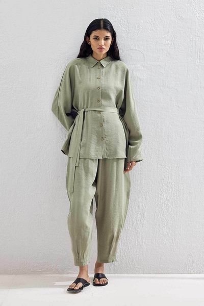 Hooopstore Basic Oversize Khaki Trousers Set